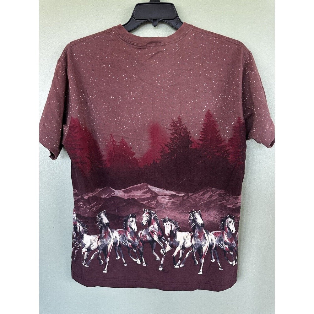 Kith T Shirt Horses Mountains Burgundy Red 100% Cotton Rare Size Men’s M Graphic - Picture 7 of 9